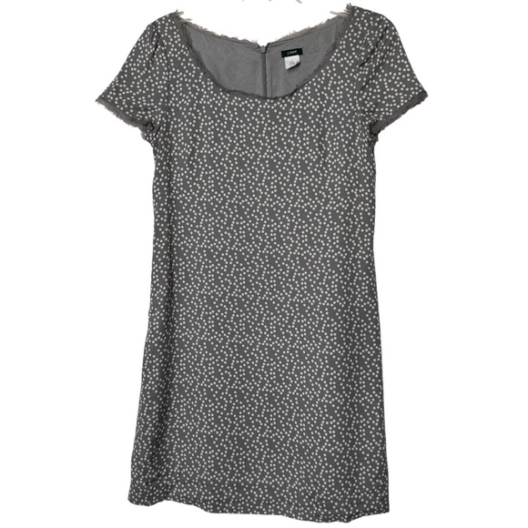 J.Crew 100% Silk Gray Dot Dress | Women’s 2 | Raw Trim Short Sleeve Style 97815 - Picture 1 of 6